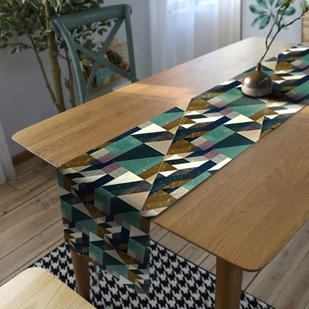 AAYU Geometric Imitation Linen Table Runner 14 x 108 Inch Runner for Everyday, Dinner Party, Outdoor Dining, Events, Decor
