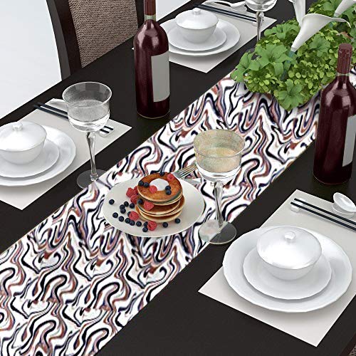 AAYU Geometric Imitation Linen Table Runner 14 x 108 Inch Runner for Everyday, Dinner Party, Outdoor Dining, Events, Decor