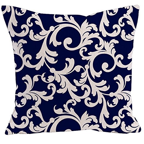 AAYU Red and Navy Decorative Throw Pillow Covers 20 x 20 Inch Set of 2 Linen Cushion Covers for Couch Sofa Bed Home Decor