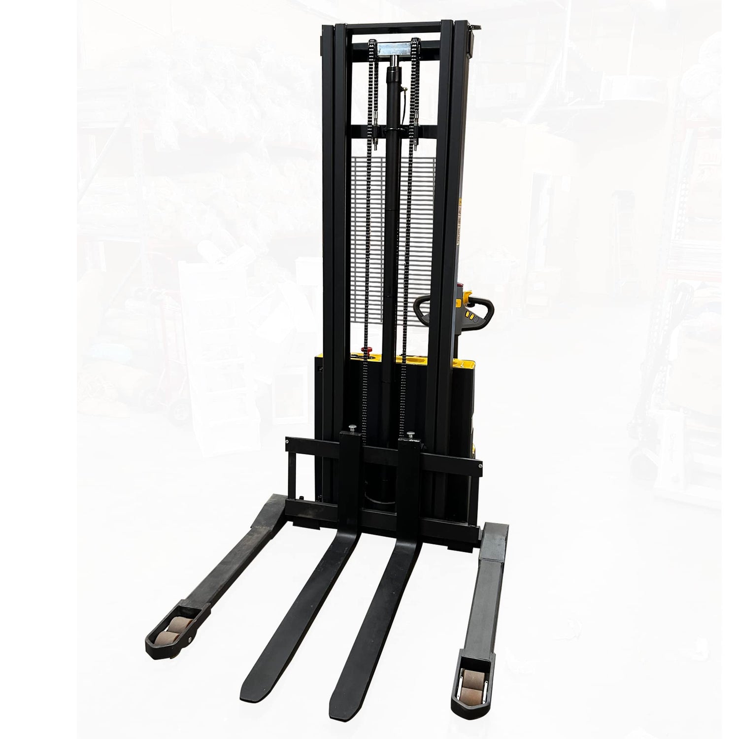Fully Electric Power Drive Pallet Stacker with Straddle Legs 3300 lbs 138" Lift
