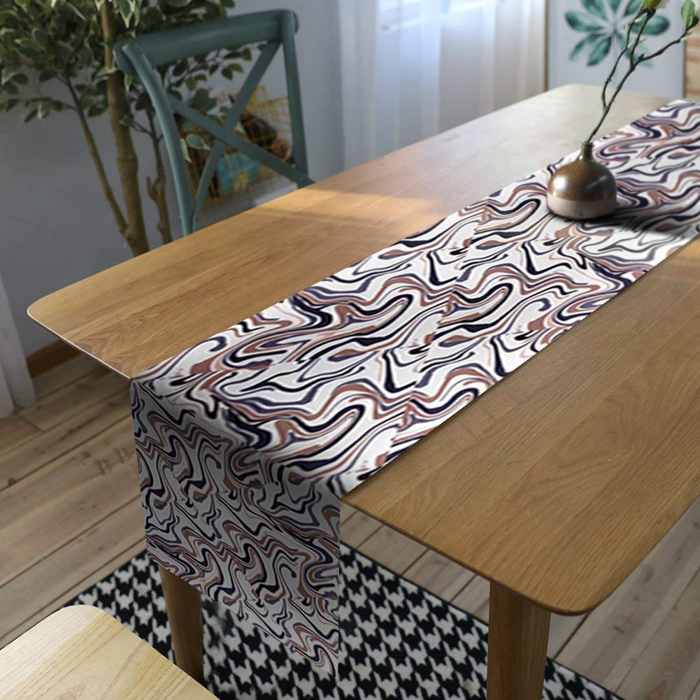 AAYU Geometric Imitation Linen Table Runner 14 x 108 Inch Runner for Everyday, Dinner Party, Outdoor Dining, Events, Decor