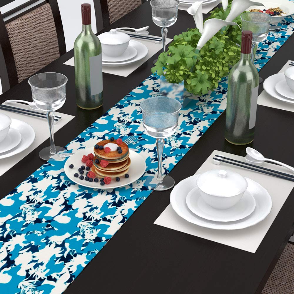 AAYU Geometric Pattern Table Runner 16 x 72 Inch Imitation Linen Runner for Everyday Birthday Baby Shower Party Banquet Decorations Table Settings