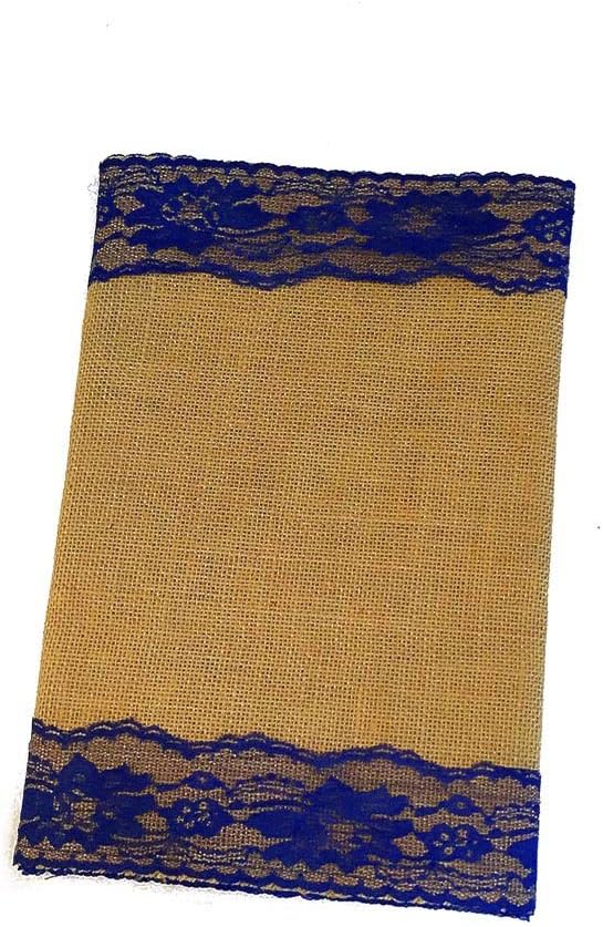 Burlap Table Runner 14" x 108" | Burlap Roll Lace Runner Perfect for Rustic Weddings and Events (White Lace in The Middle)