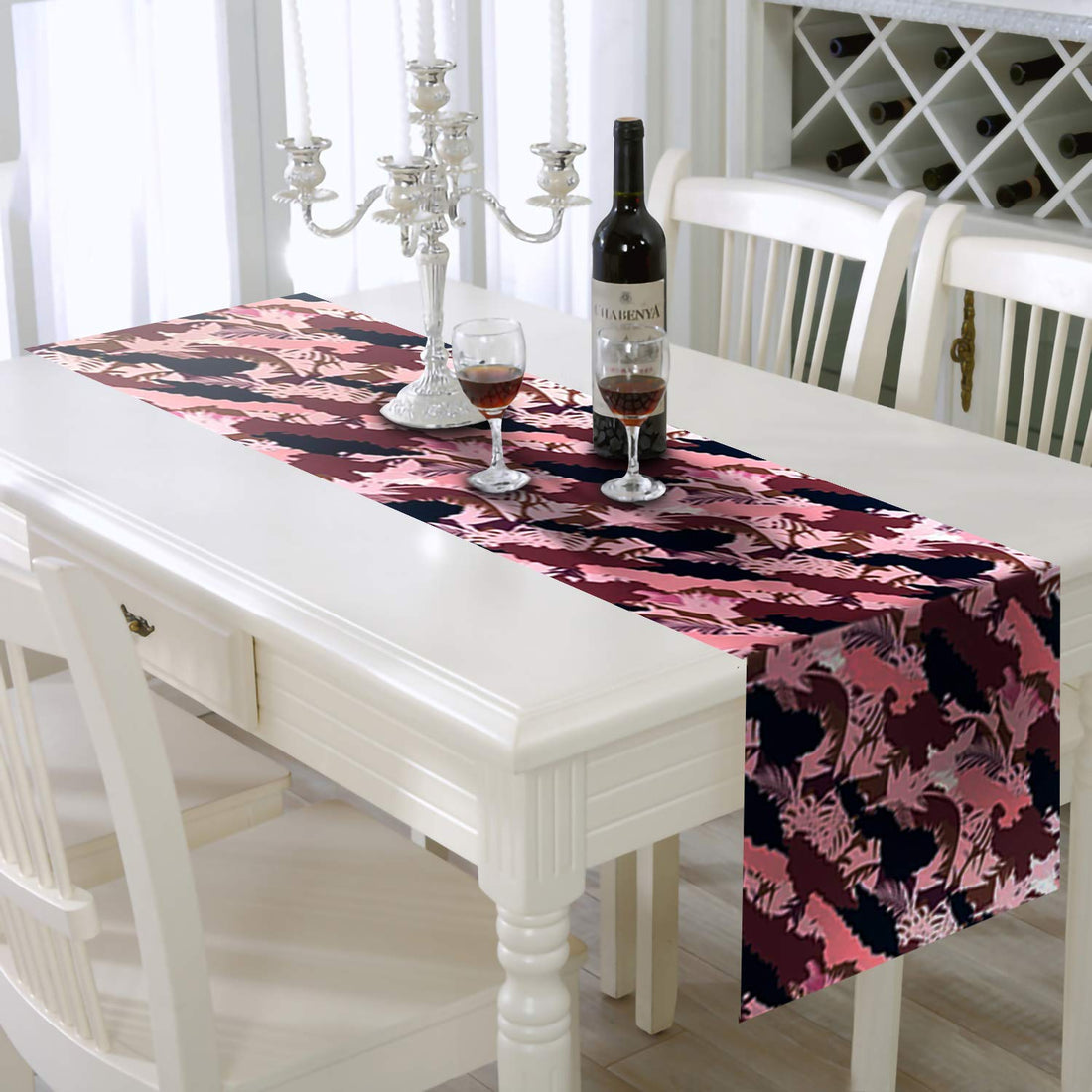 AAYU Pink Imitation Linen Table Runner 14 x 108 Inch Runner for Everyday, Dinner Party, Outdoor Dining, Events, Decor