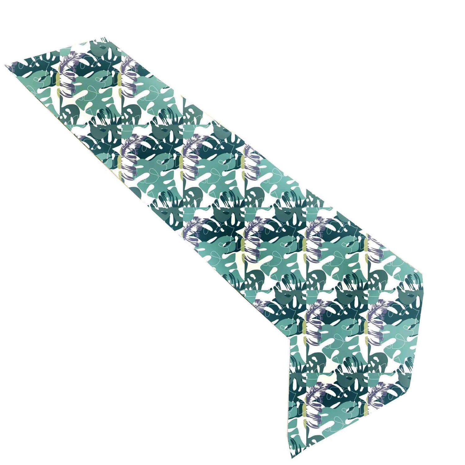 AAYU Green Leaf Imitation Linen Table Runner 14 x 108 Inch Everyday Birthday Baby Shower Party Banquet Decorations Table Settings