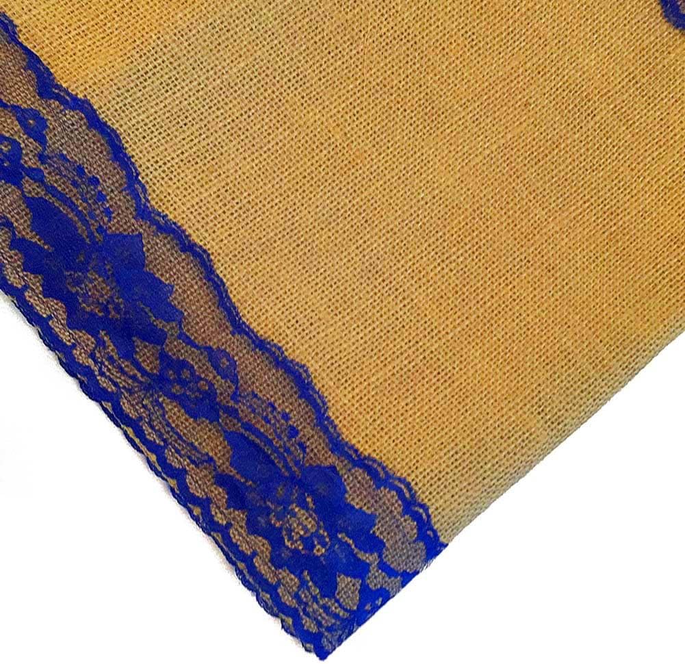 Burlap Table Runner 14" x 108" | Burlap Roll Lace Runner Perfect for Rustic Weddings and Events (White Lace in The Middle)