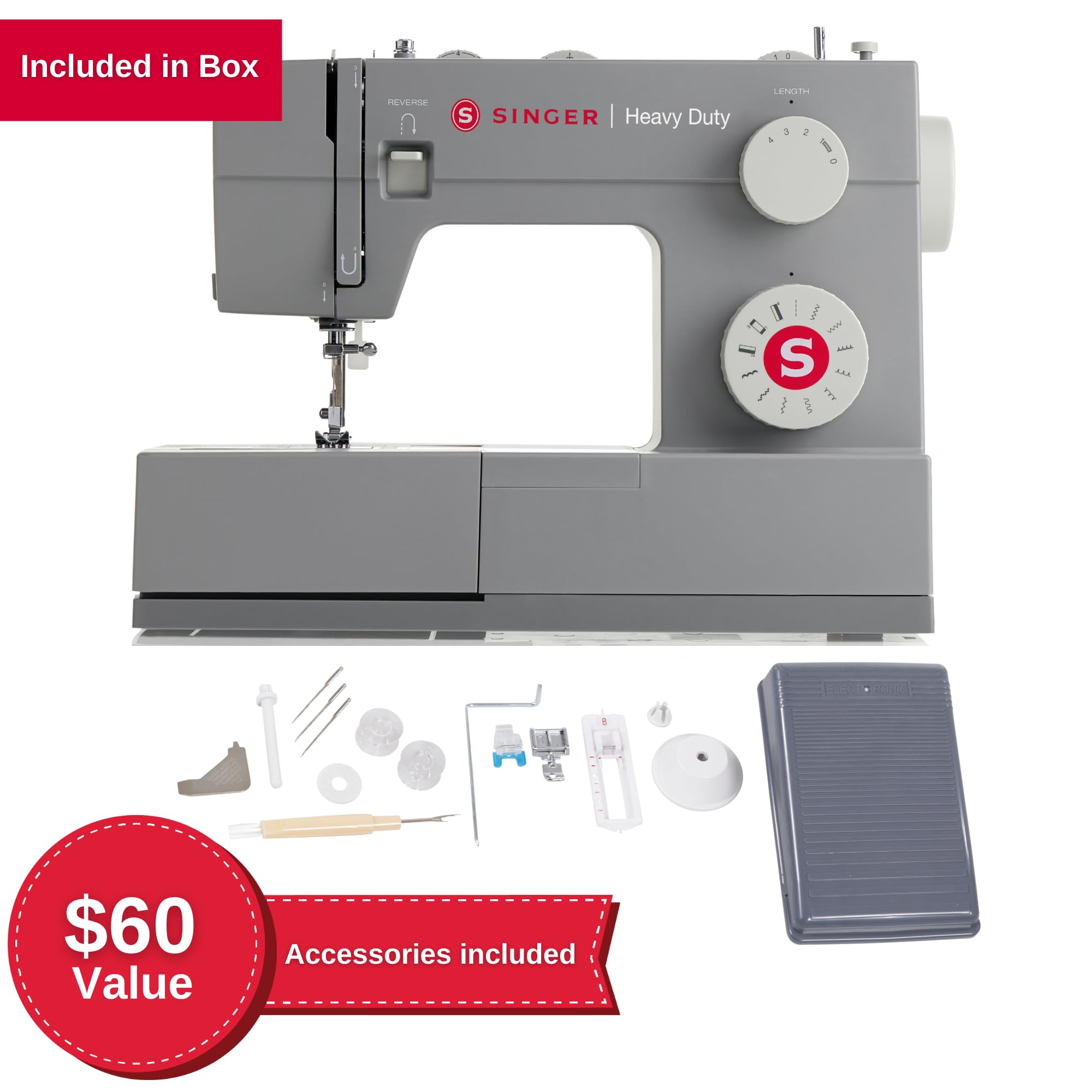 SINGER 4411 Heavy Duty Sewing Machine with 11 Built-in Stitches, Metal Frame and Stainless Steel Bedplate