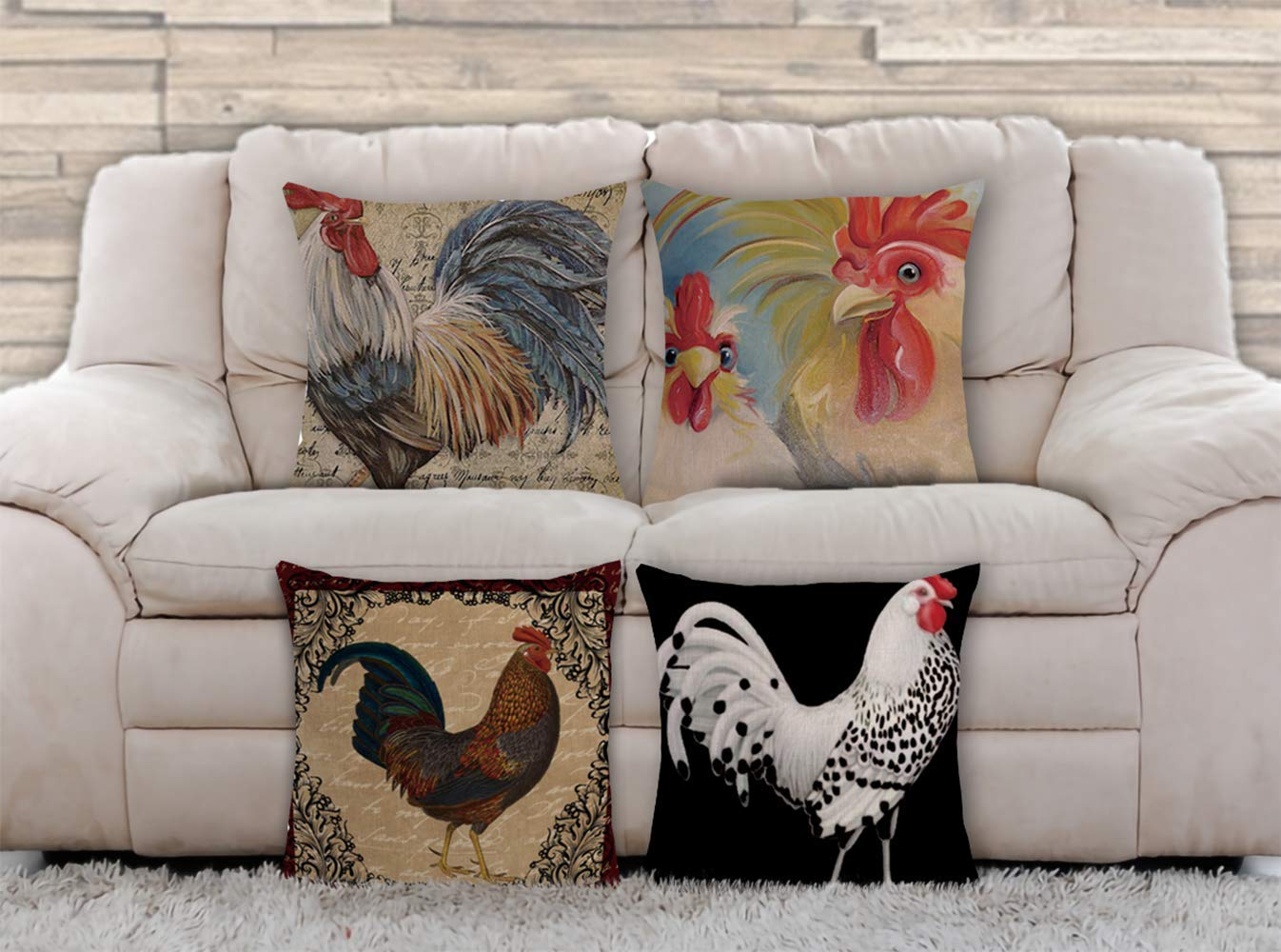 AAYU Decorative Linen Cushion Cover | Double Side HD Printing | High GSM Fabric | Square Throw Pillow Cushion Case for Living Room Sofa Couch Bedroom Car | 20 x 20 inch 50 x 50 cm | Set of 4