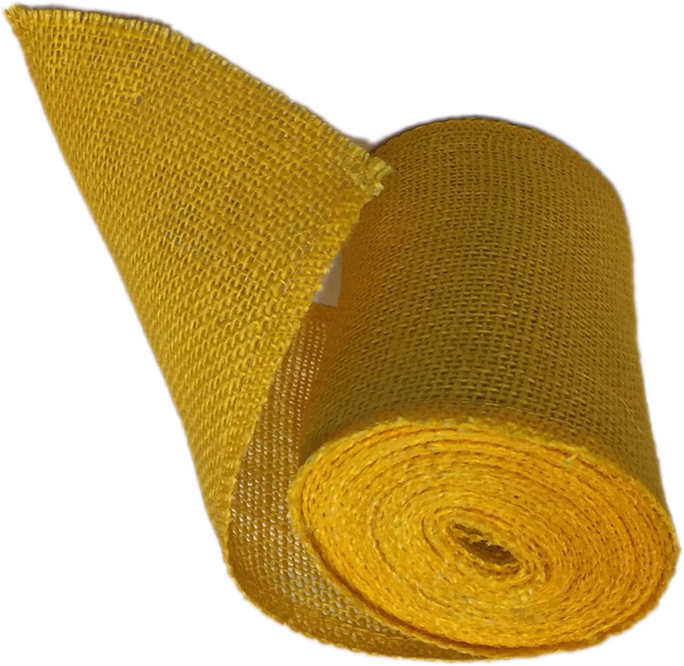 5" Yellow Burlap Ribbon - Wired Edges
