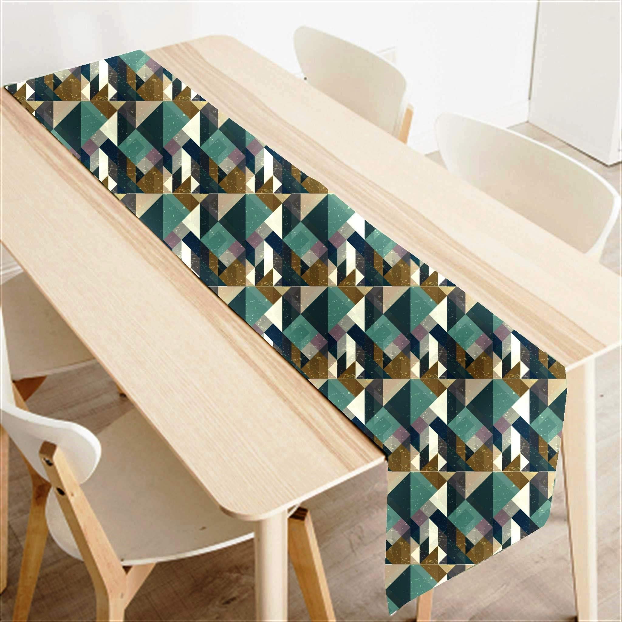 AAYU Geometric Imitation Linen Table Runner 14 x 108 Inch Runner for Everyday, Dinner Party, Outdoor Dining, Events, Decor