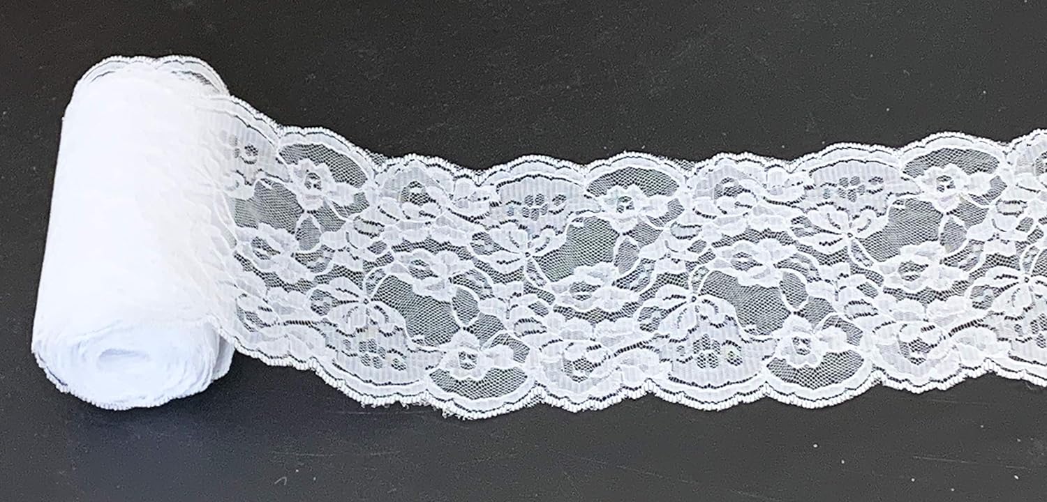 5 Yards x 5.5" Wide White Lace (Non-Stretch)