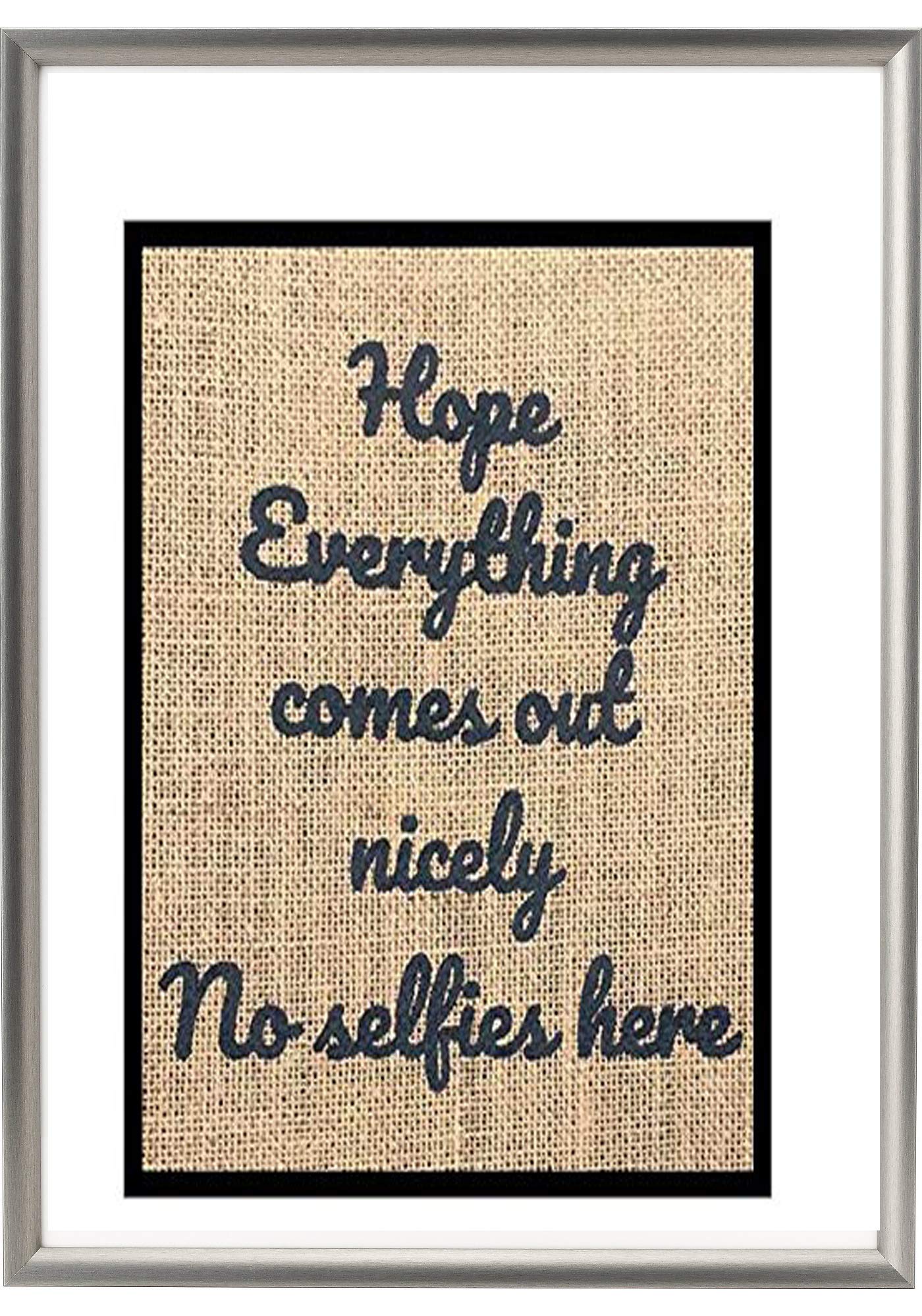 Bathroom Funny Sign with Quote on Burlap 4 Pack Unframed | 9 X 13 Inch Saying Restroom Rustic Country Shabby Chic Vintage Decor Sign Children&