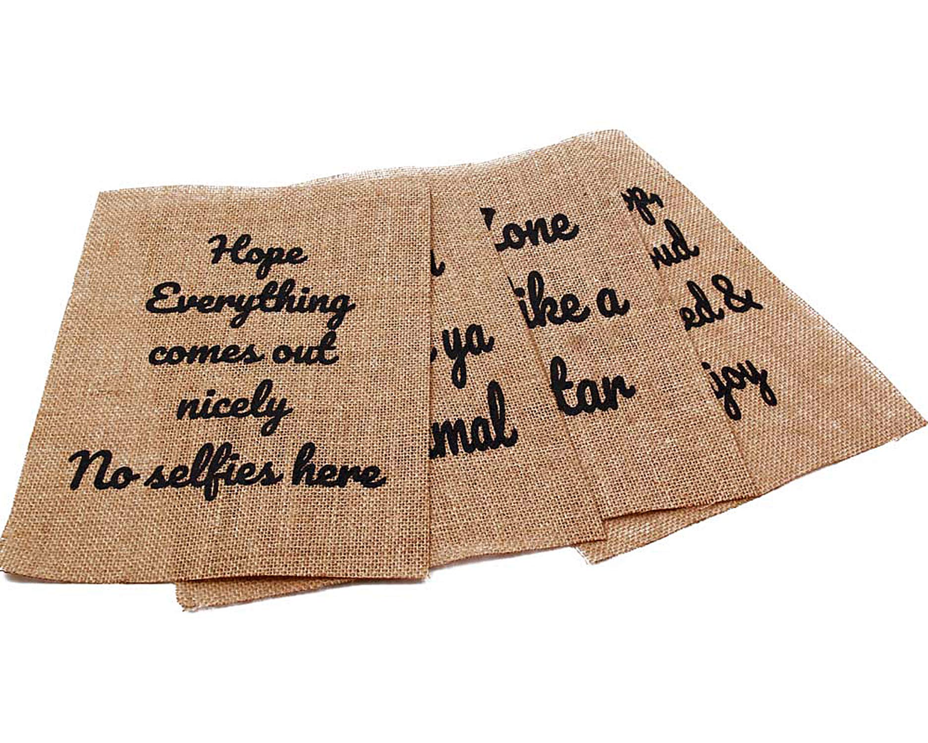 Bathroom Funny Sign with Quote on Burlap 4 Pack Unframed | 9 X 13 Inch Saying Restroom Rustic Country Shabby Chic Vintage Decor Sign Children&