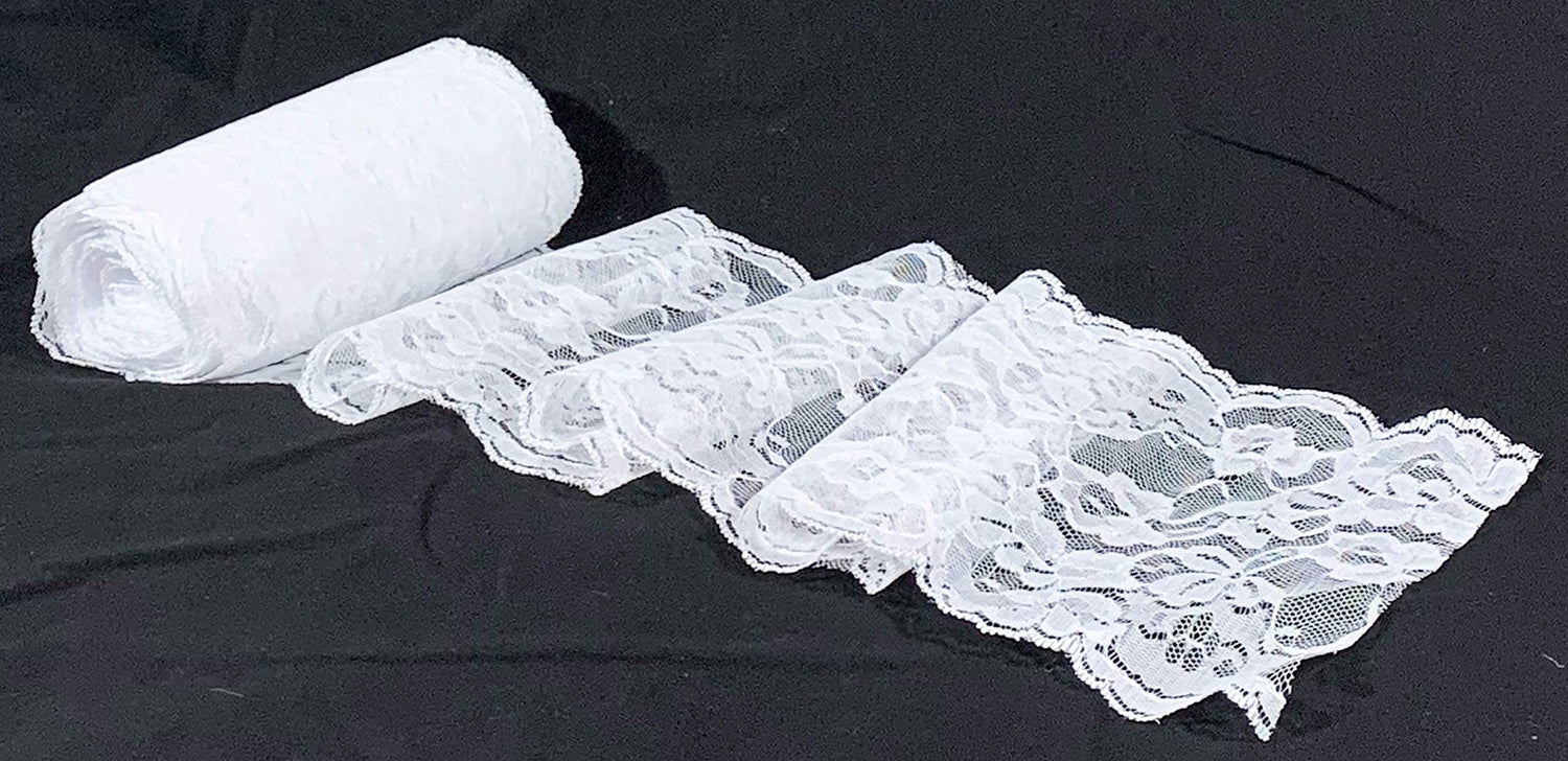 Elastic Floral Pattern White Lace Ribbon for Decorating