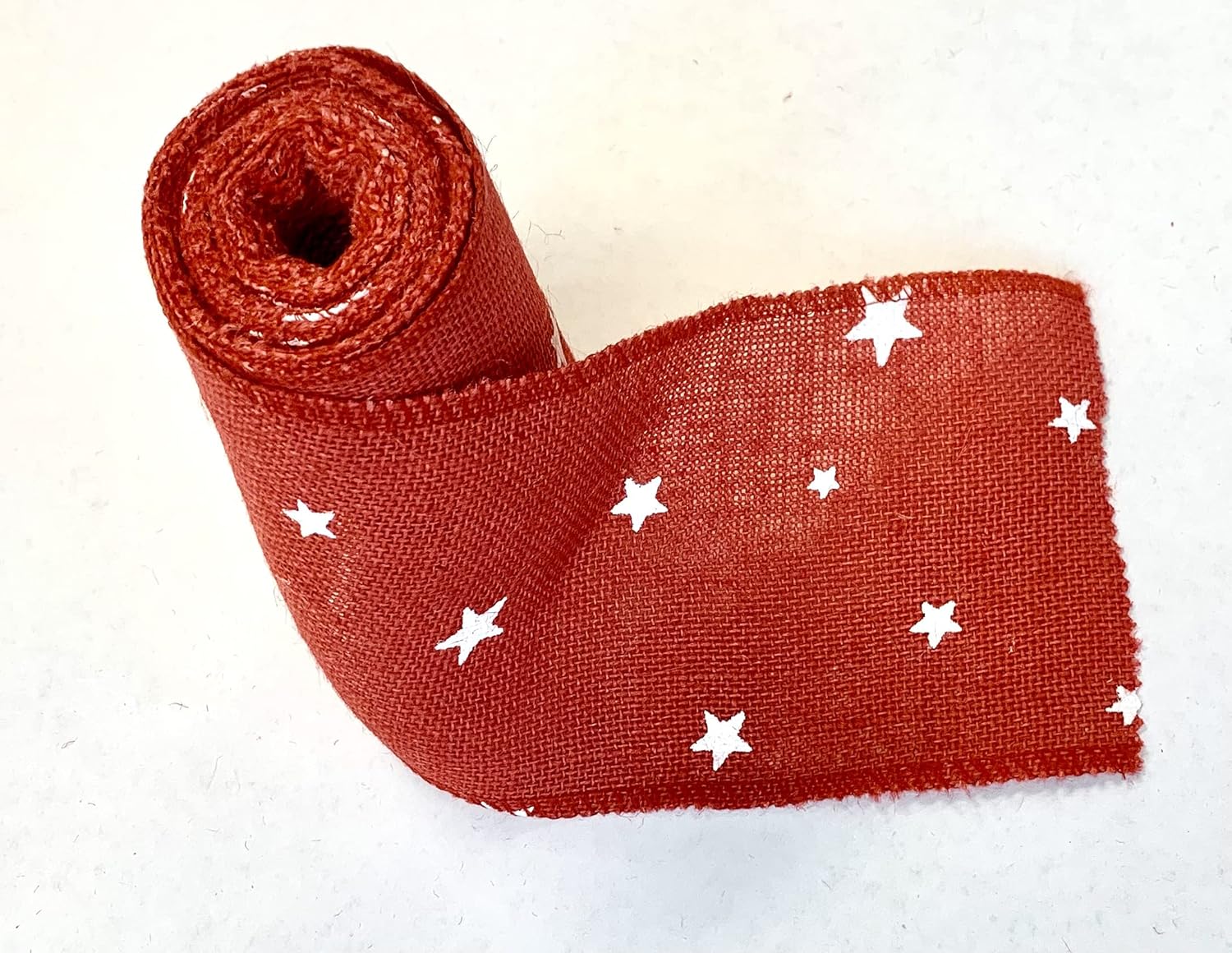 AAYU- 5 Inch X 15 Feet Red Burlap Ribbon Star Printed, Natural And Eco Friendly Product (Red Star, 5 Inch)