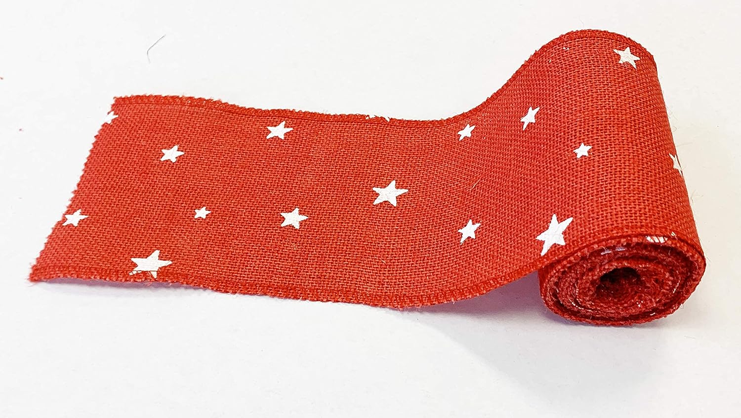 AAYU- 5 Inch X 15 Feet Red Burlap Ribbon Star Printed, Natural And Eco Friendly Product (Red Star, 5 Inch)