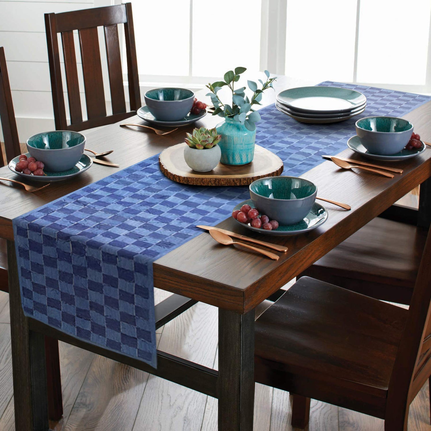 AAYU Denim Table/Bed Runner, Hand Fringed Tape Hand Weaved | 18 Inch X 108 Inch | Premium Quality Denim | Perfect for Wedding, Parties, and Everyday Décor