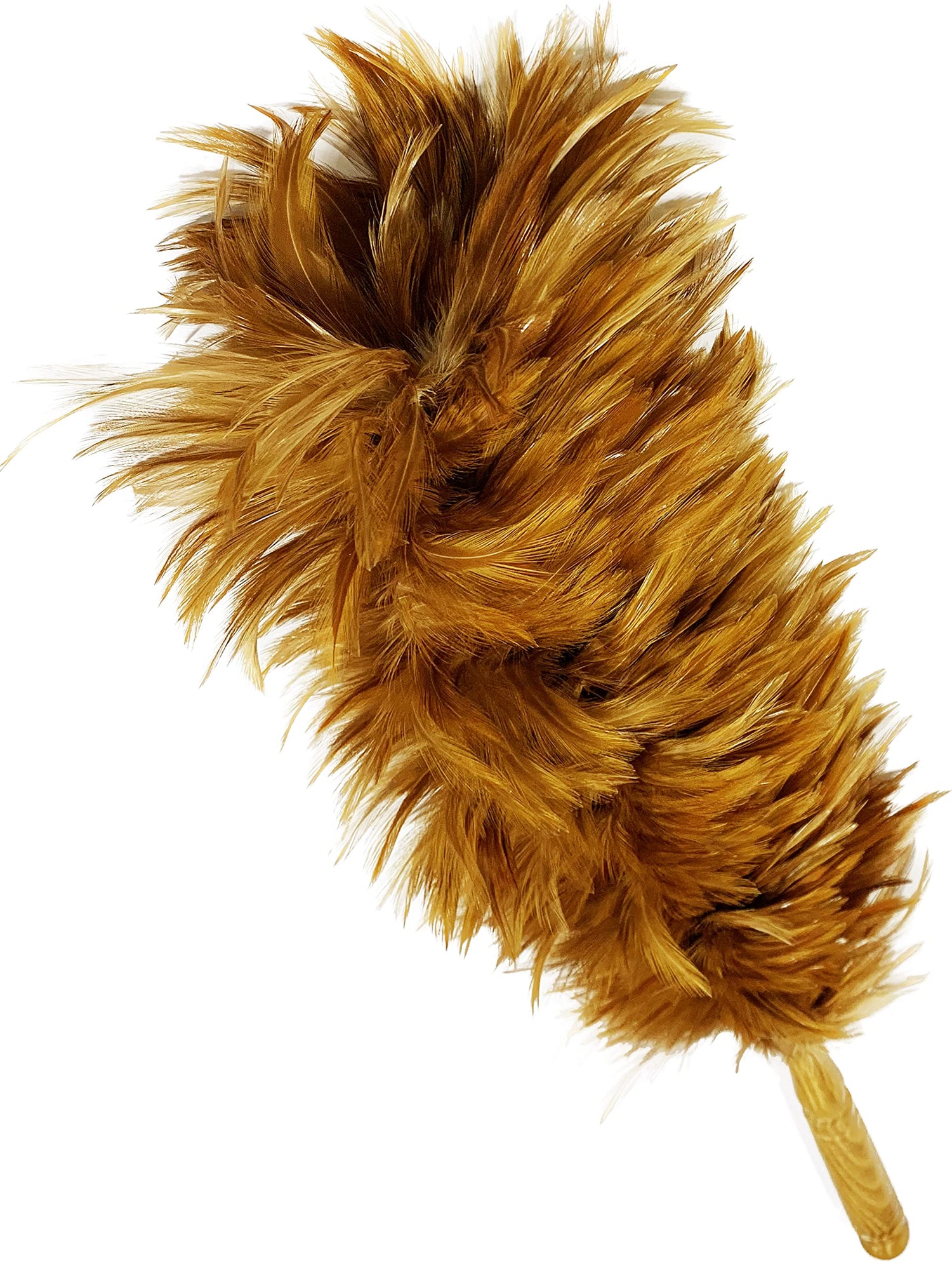 AAYU Red Rooster Chicken Saddle Feathers Duster | House or Car Cleaning Indoor/Outdoor Use Extendable Genuine Wooden Handle Eco-Friendly| Easy to 62 cm