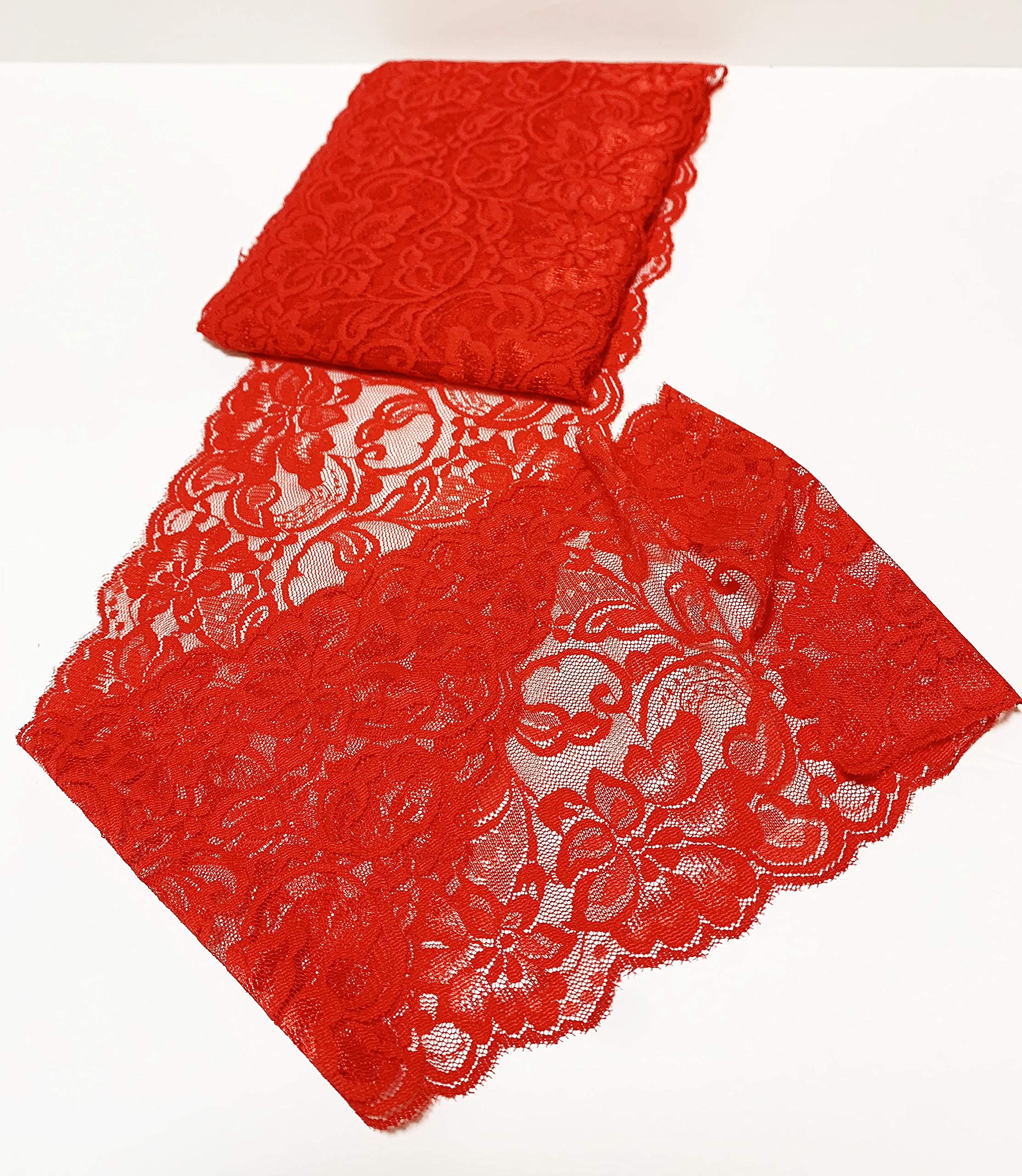 Red Floral Lace Ribbon Trim | 6 inch X 5 Yards | Perfect for DIY Decoration ,Craft, Project and Garment