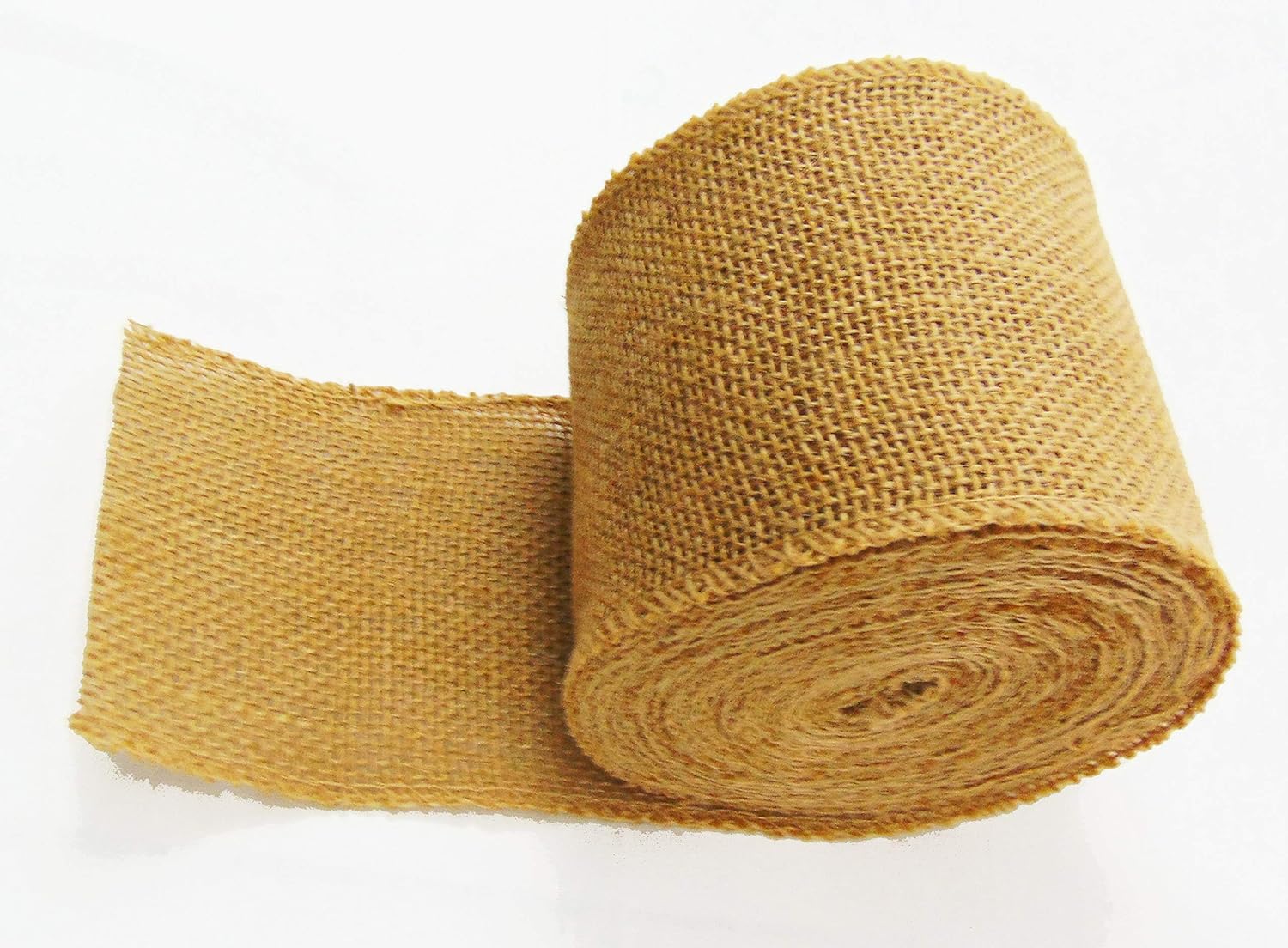 Burlap Jute Ribbon 5 inch x 30 feet Tight Weave and Finish Edges | Jute- Burlap Roll of 10 Yards Eco-Friendly, Natural Ribbon Rolls (Natural, 5 Inch 10 Yards)