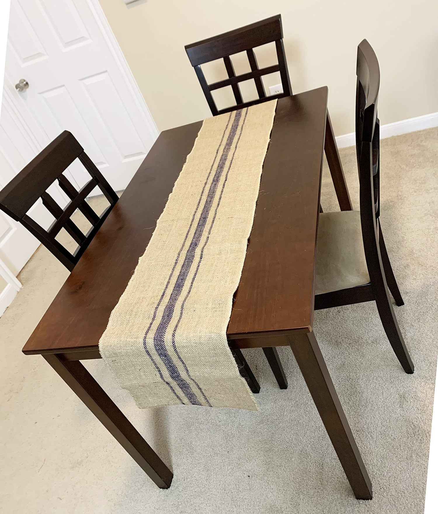 Burlap Stripe Table Runner | Striped Burlap Table Runner for Decoration | Burlap Table Runner Roll - Blue