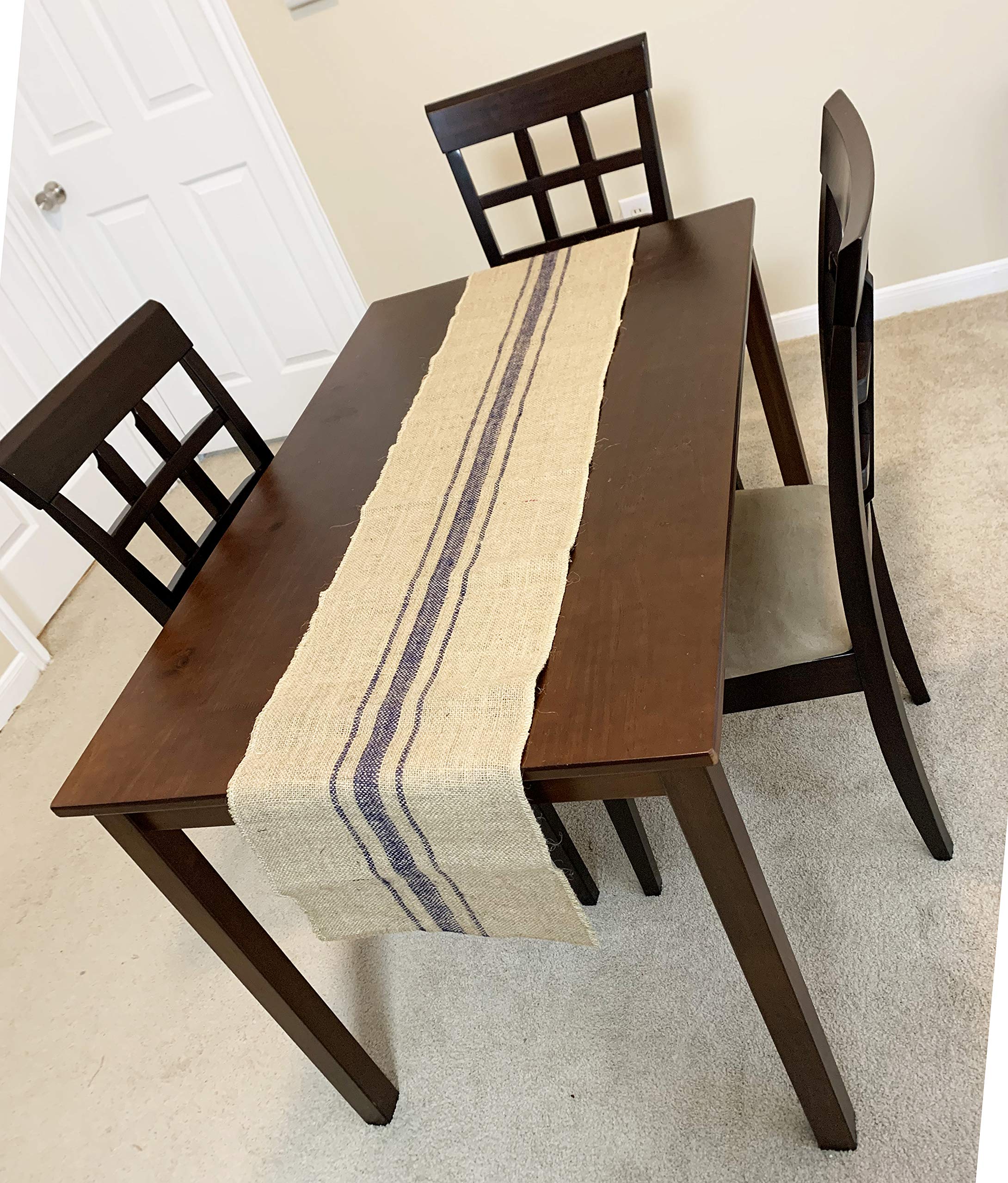 Burlap Stripe Table Runner | Striped Burlap Table Runner for Decoration | Burlap Table Runner Roll - Blue