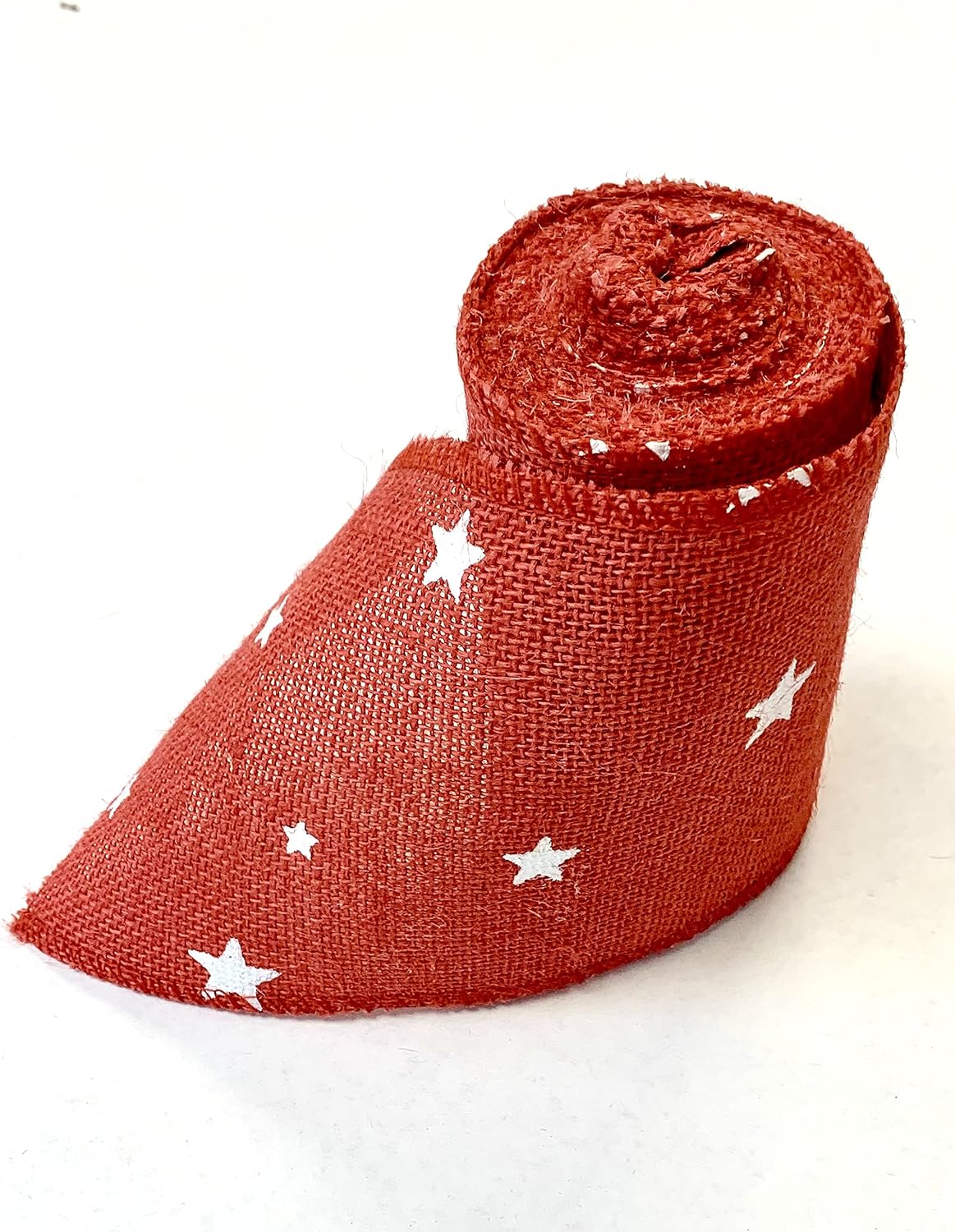 AAYU- 5 Inch X 15 Feet Red Burlap Ribbon Star Printed, Natural And Eco Friendly Product (Red Star, 5 Inch)