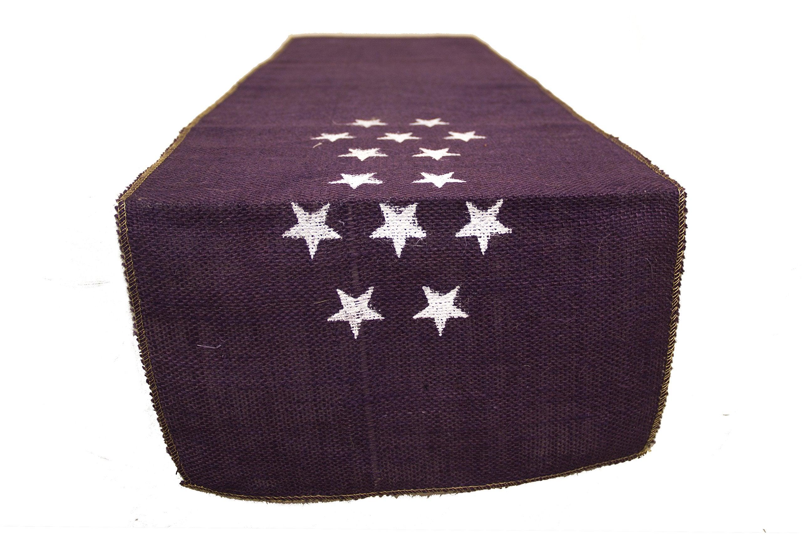 Table Runner with White Stars 12 x 108 Inches