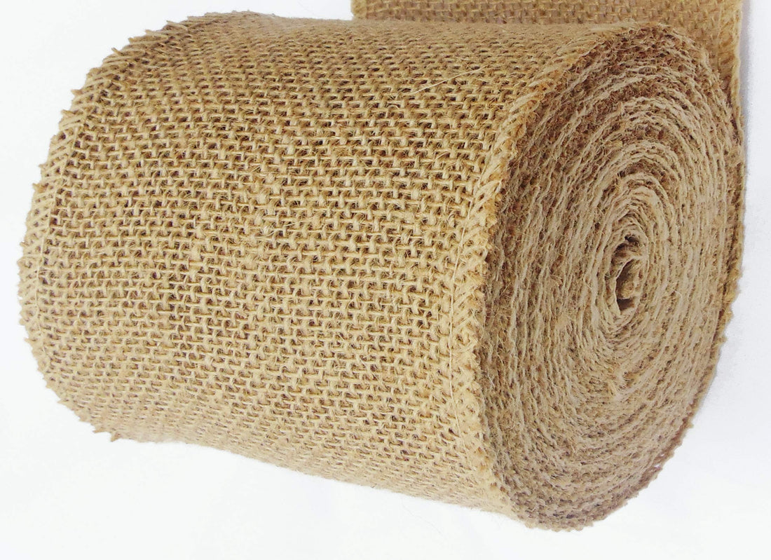 Orange Jute Ribbon Roll | Natural Jute Burlap Ribbon Roll for Craft and Decoration - 4 Inches x 5 Yards Pack of 3