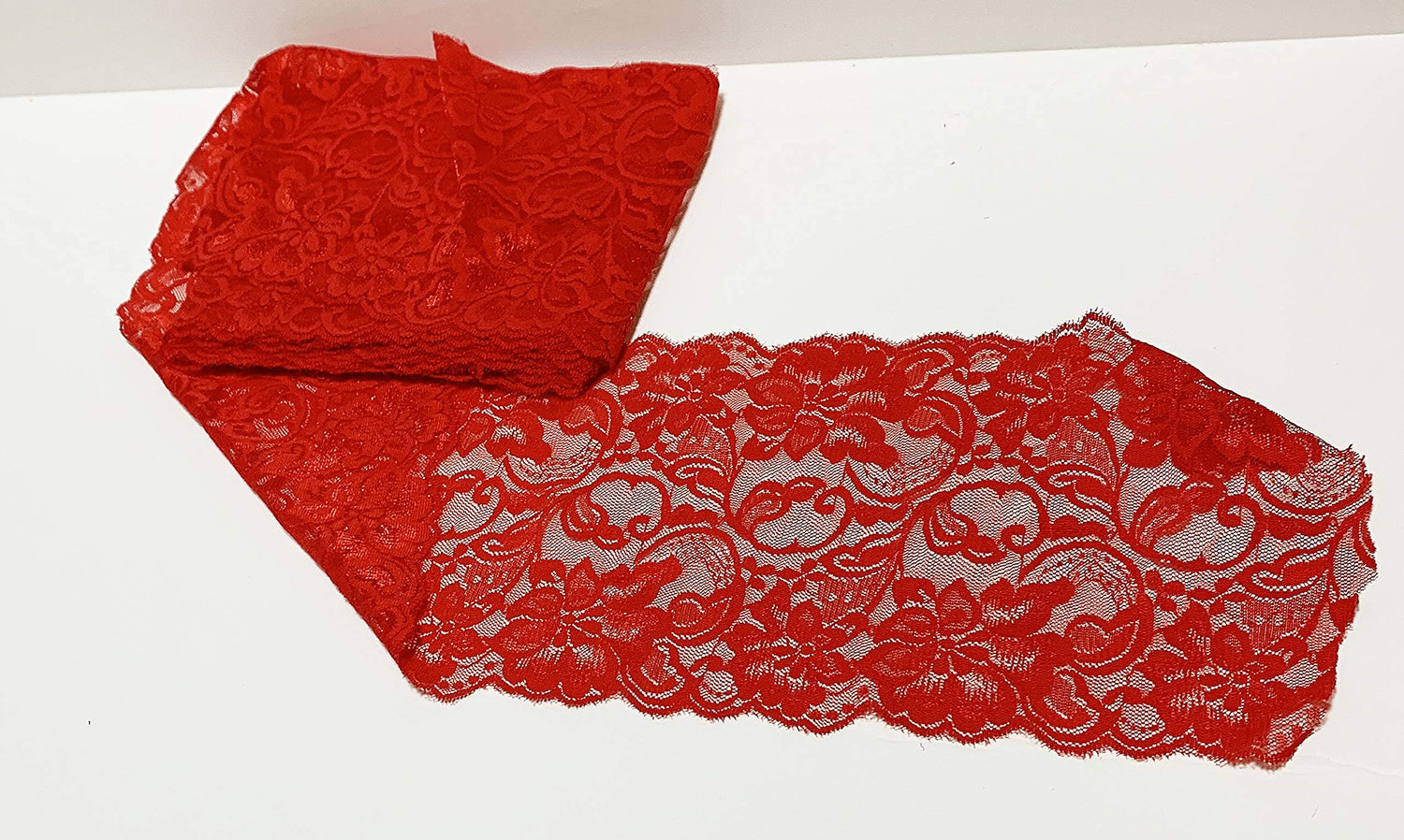 Red Floral Lace Ribbon Trim | 6 inch X 5 Yards | Perfect for DIY Decoration ,Craft, Project and Garment
