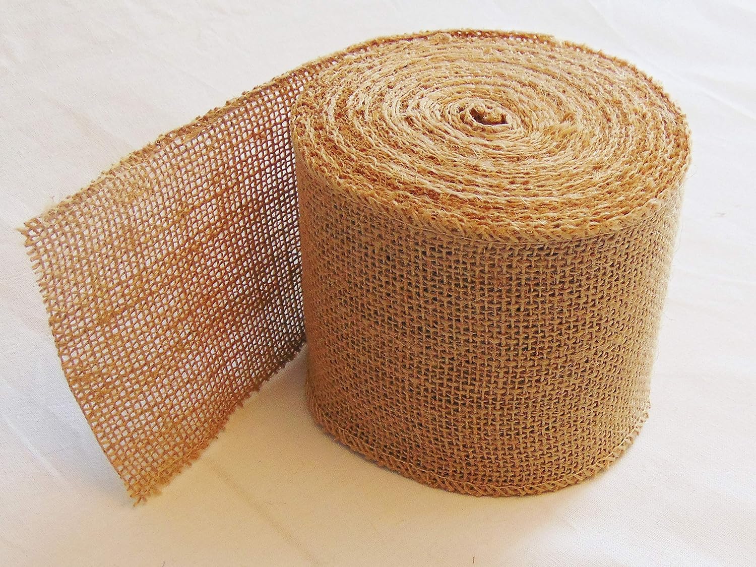 Burlap Jute Ribbon 5 inch x 30 feet Tight Weave and Finish Edges | Jute- Burlap Roll of 10 Yards Eco-Friendly, Natural Ribbon Rolls (Natural, 5 Inch 10 Yards)