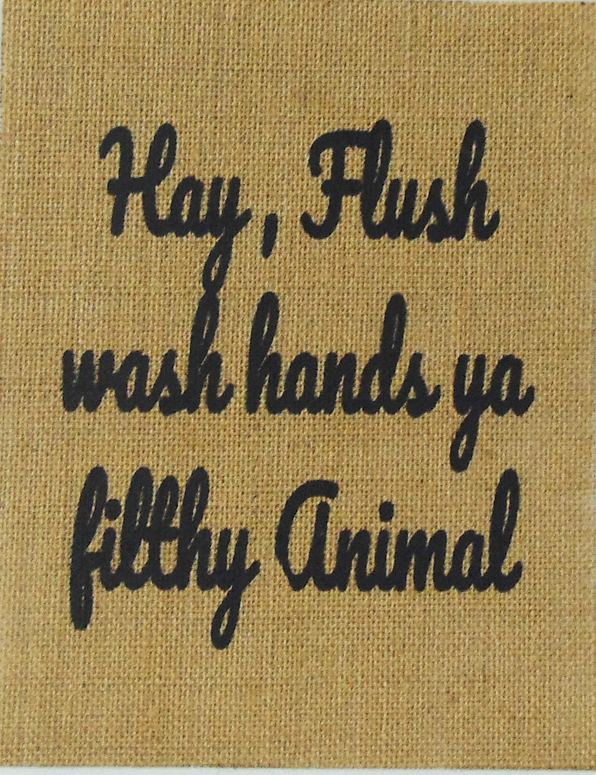 Bathroom Funny Sign with Quote on Burlap 4 Pack Unframed | 9 X 13 Inch Saying Restroom Rustic Country Shabby Chic Vintage Decor Sign Children&