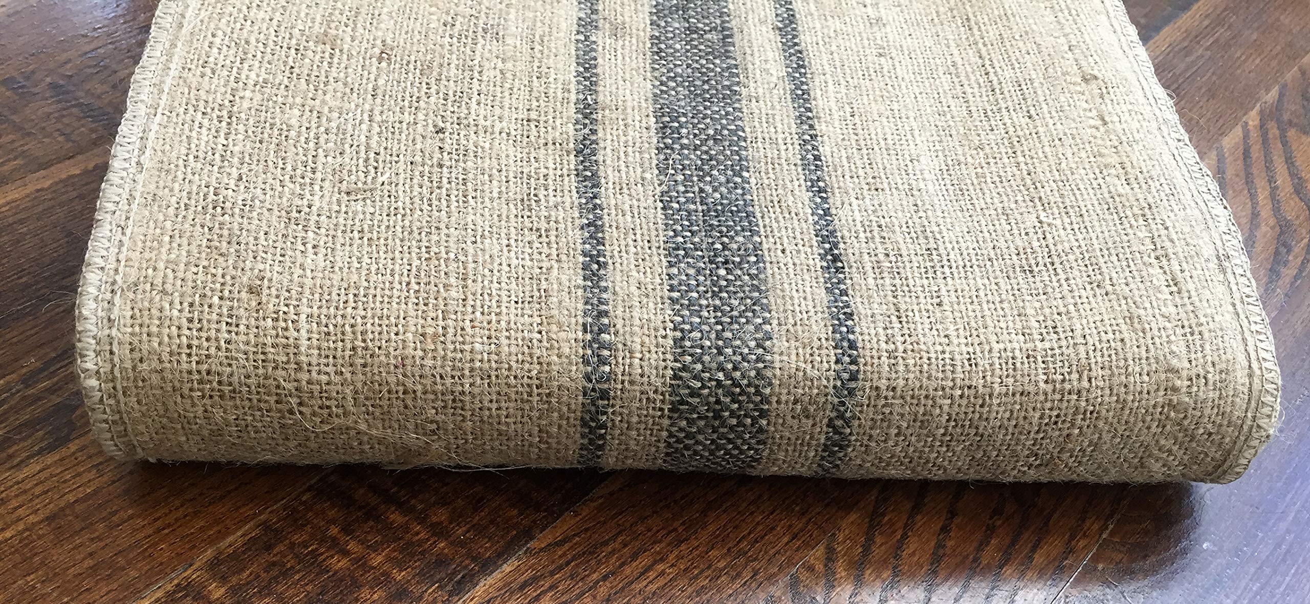 Burlap Jute Striped Table Runner | Burlap Rolls | Rustic Linen Table Runner burlap Style - Blue