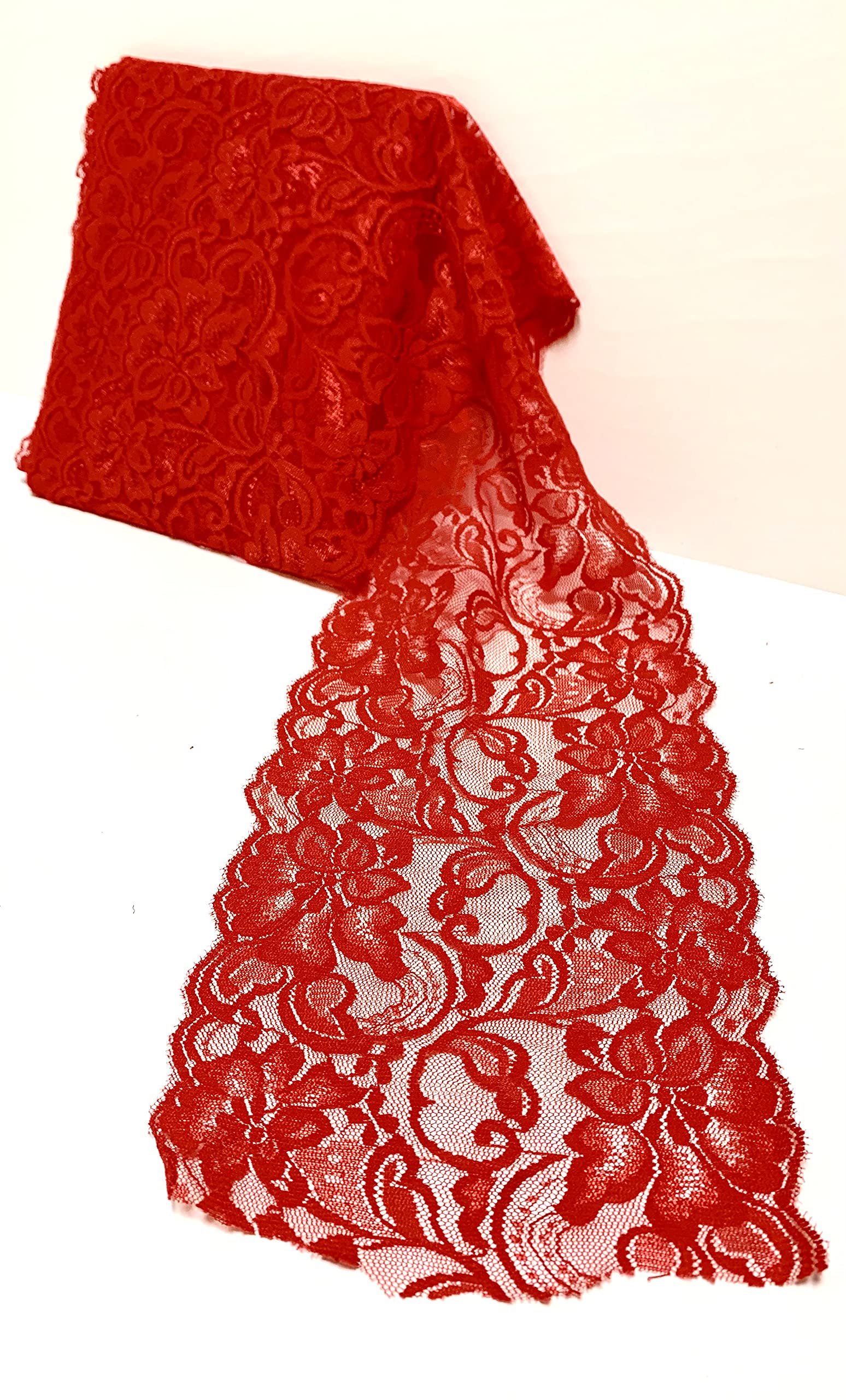Red Floral Lace Ribbon Trim | 6 inch X 5 Yards | Perfect for DIY Decoration ,Craft, Project and Garment