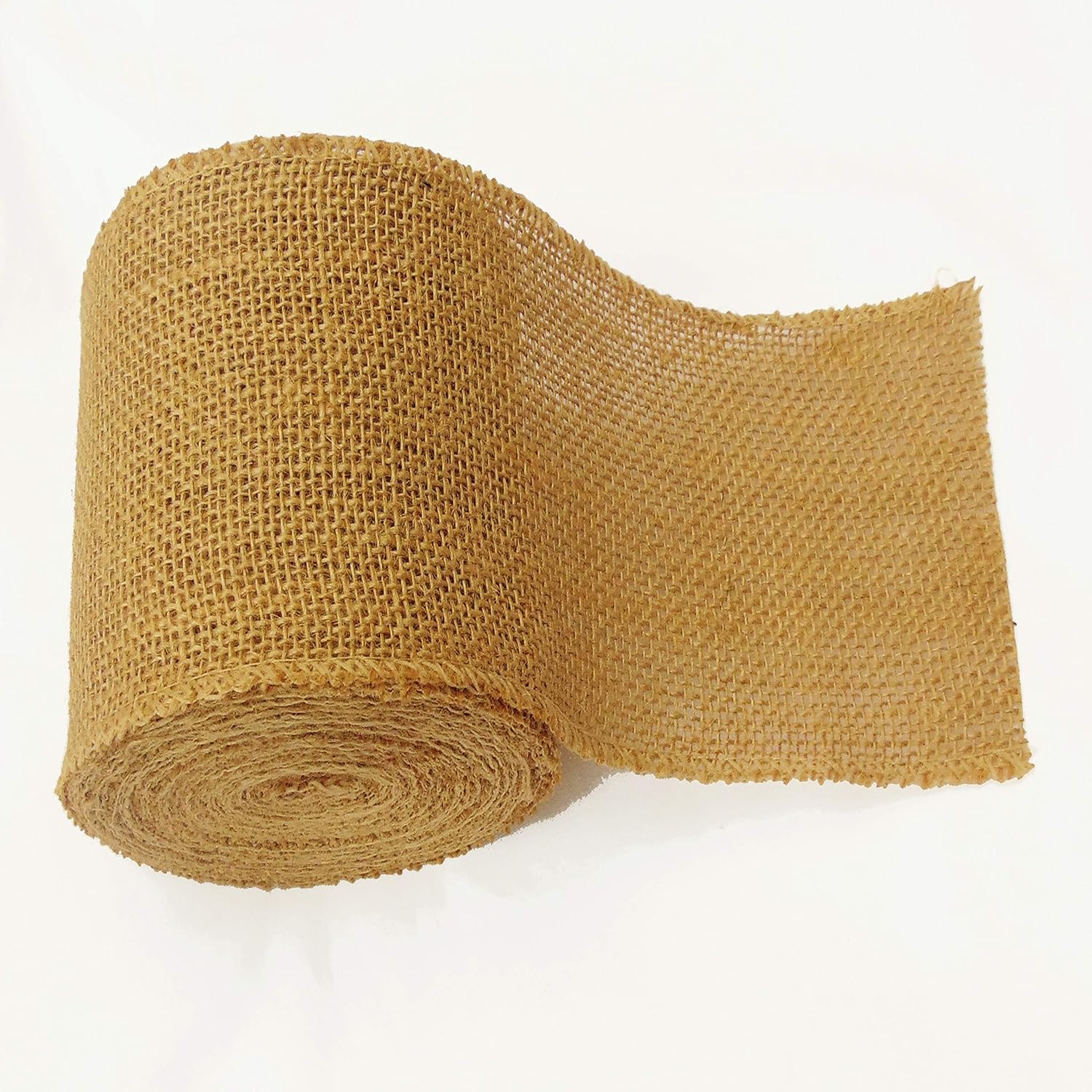 Burlap Jute Ribbon 5 inch x 30 feet Tight Weave and Finish Edges | Jute- Burlap Roll of 10 Yards Eco-Friendly, Natural Ribbon Rolls (Natural, 5 Inch 10 Yards)