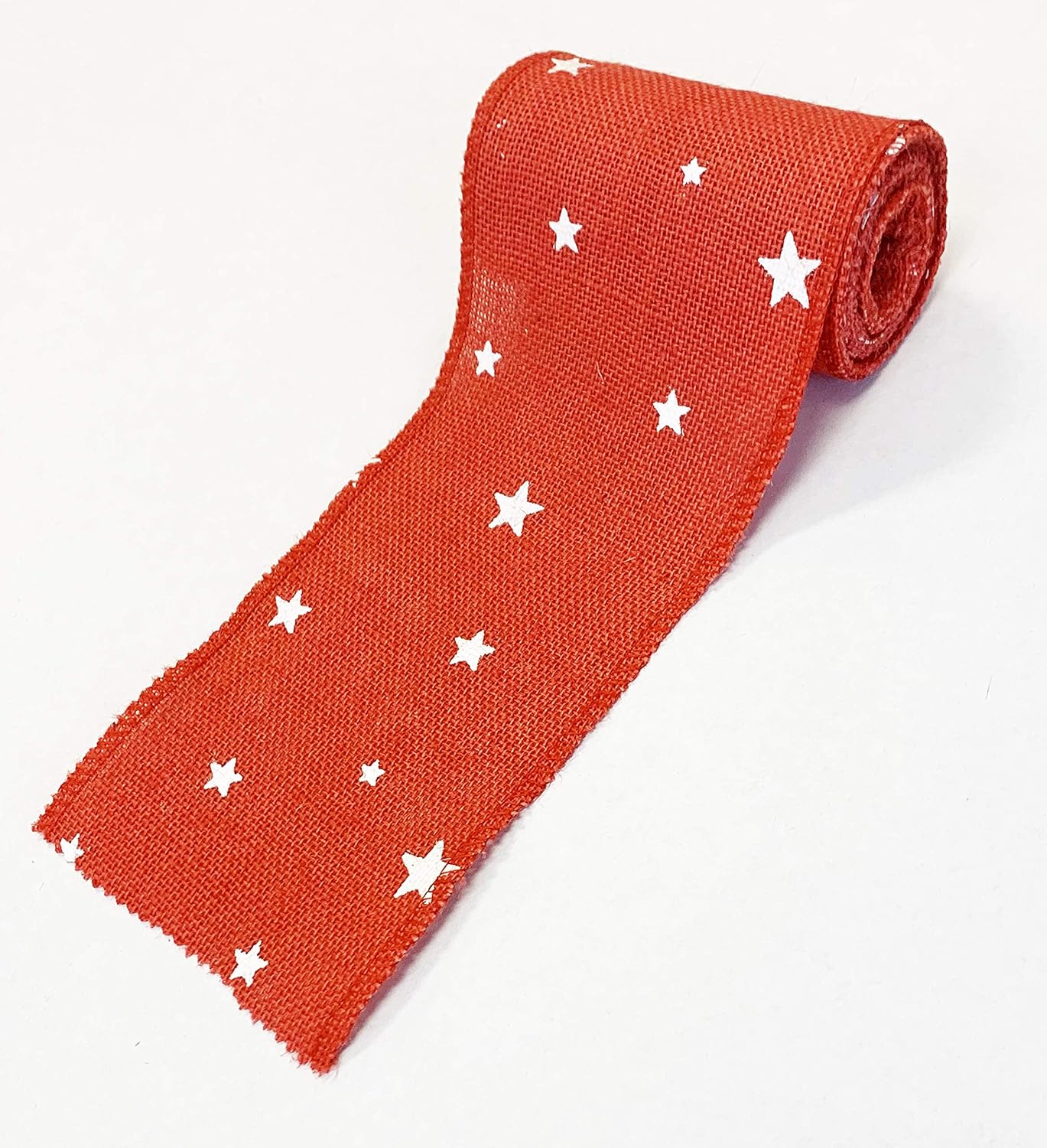 AAYU- 5 Inch X 15 Feet Red Burlap Ribbon Star Printed, Natural And Eco Friendly Product (Red Star, 5 Inch)