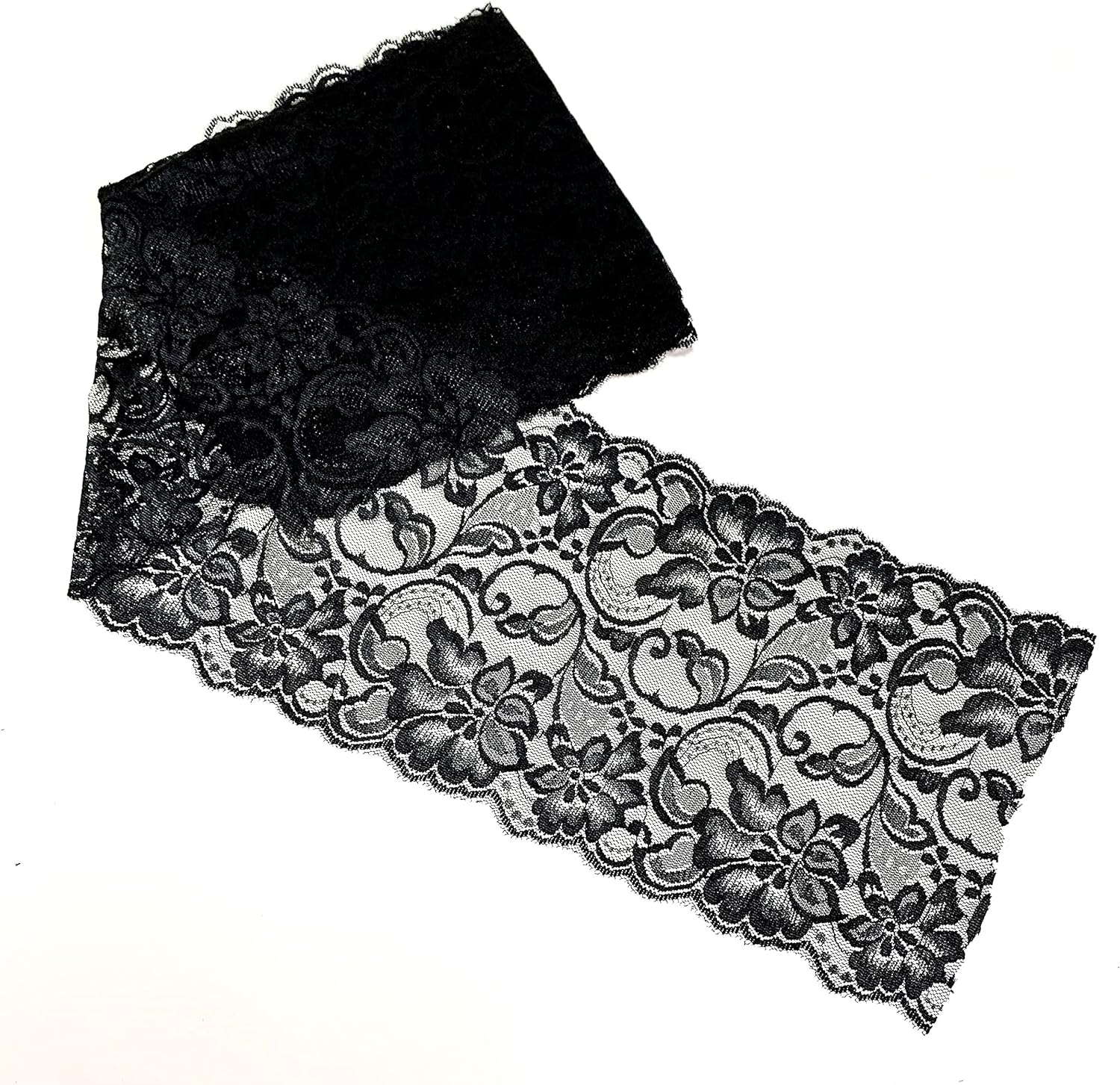 Black Wide Elastic Lace Trim for Sewing Lace