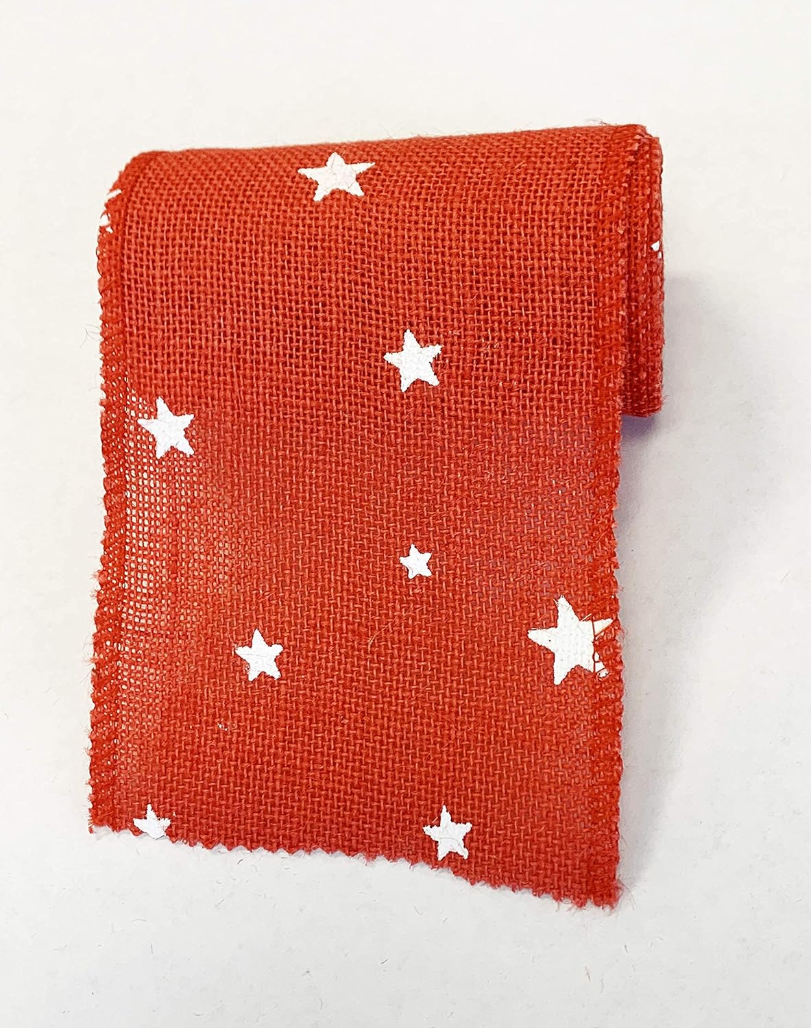 AAYU- 5 Inch X 15 Feet Red Burlap Ribbon Star Printed, Natural And Eco Friendly Product (Red Star, 5 Inch)