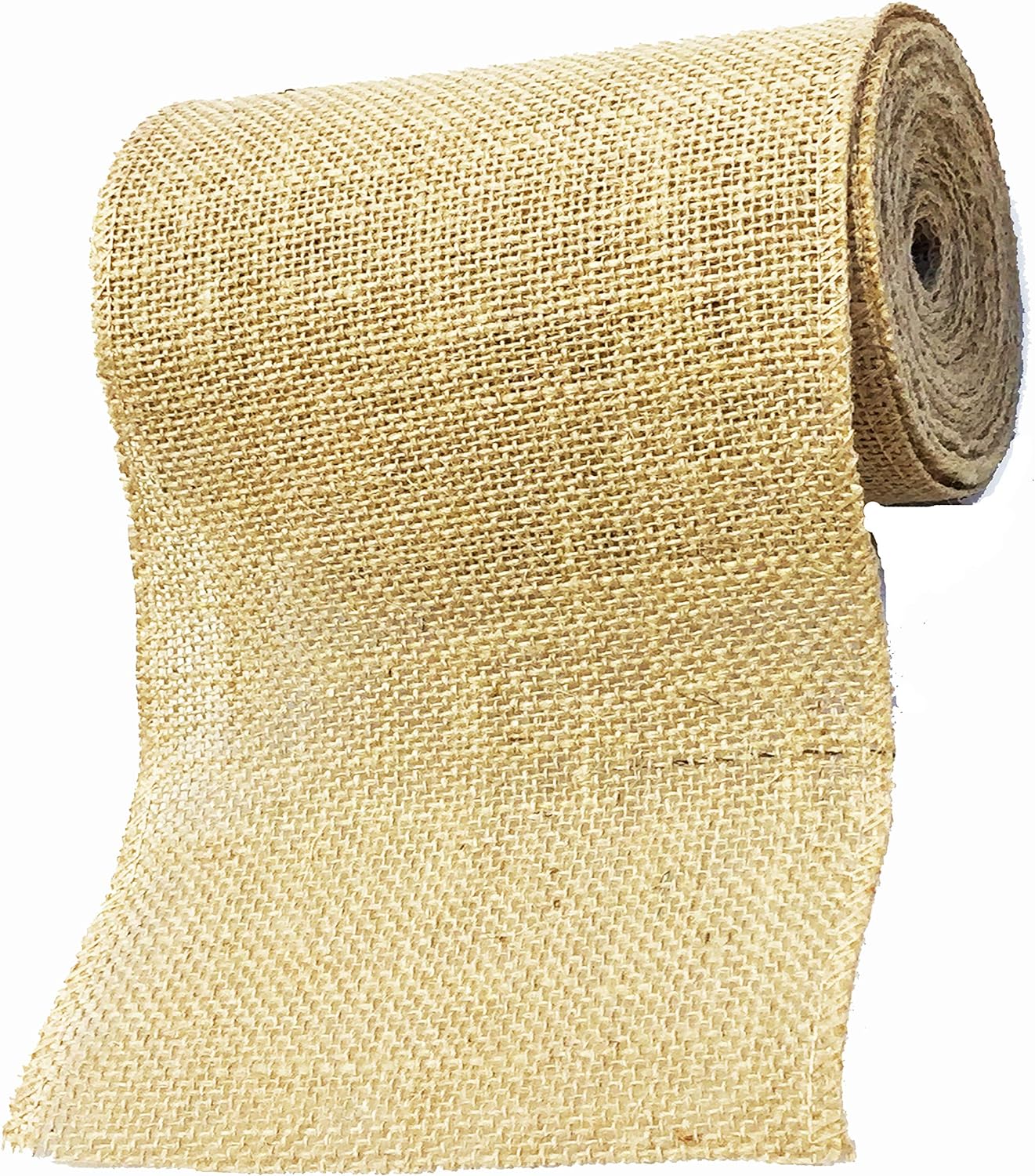 Burlap Jute Ribbon 5 inch x 30 feet Tight Weave and Finish Edges | Jute- Burlap Roll of 10 Yards Eco-Friendly, Natural Ribbon Rolls (Natural, 5 Inch 10 Yards)