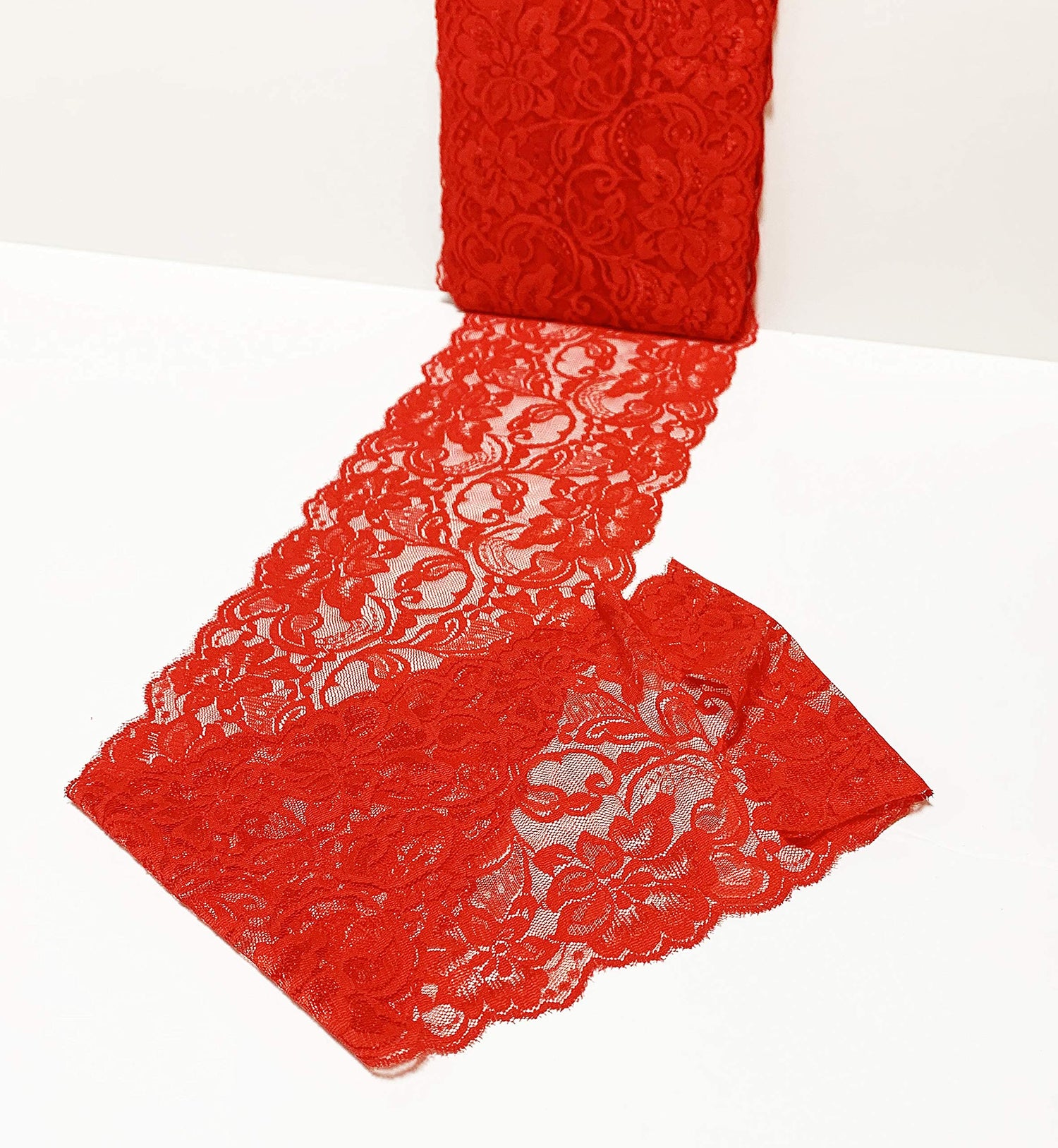Red Floral Lace Ribbon Trim | 6 inch X 5 Yards | Perfect for DIY Decoration ,Craft, Project and Garment