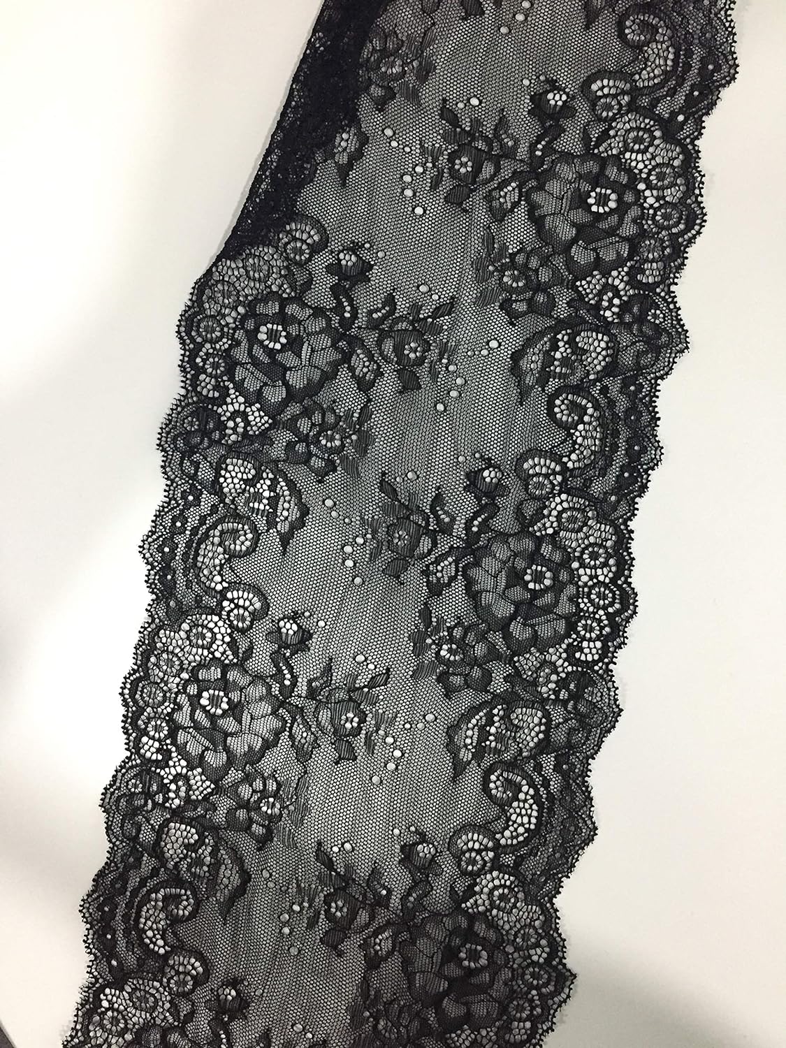 oft & Stretch Black Lace Fabric Roll