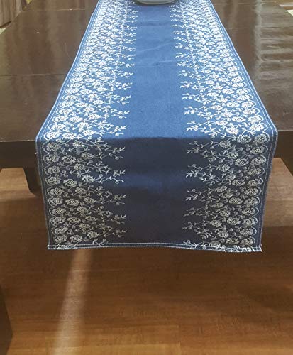 Bed Runner with White Floral Embroidery