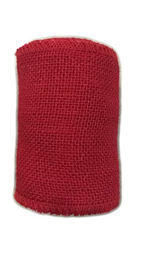 Premium Red Burlap Ribbon roll 5 Inch x 5-Yards