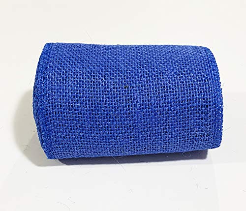 AAYU Brand Premium Blue Burlap Ribbon roll 5 Inch x 5-Yards | Natural Floral Arrangements, Patriotic and Gift Decor (Blue) Jutemill 