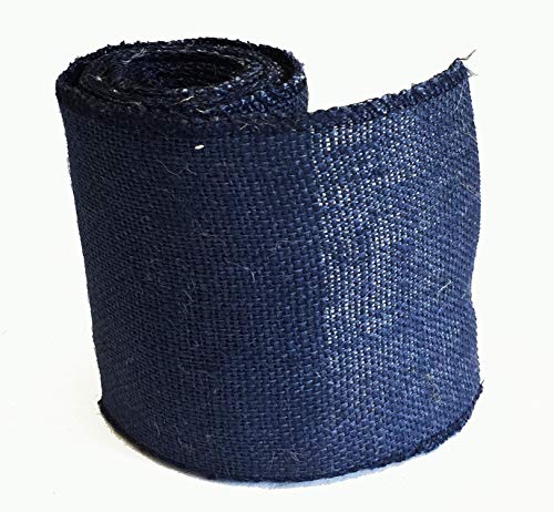 AAYU Brand Premium Blue Burlap Ribbon roll 5 Inch x 5-Yards | Natural Floral Arrangements, Patriotic and Gift Decor (Blue) Jutemill 