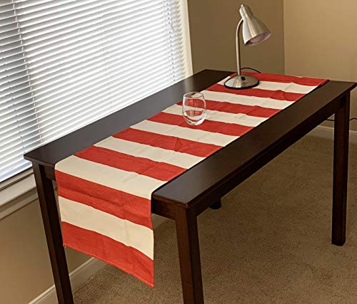 Thick 250 GSM (16 Inch X 72 Inch) |Table Runner Red Stripes