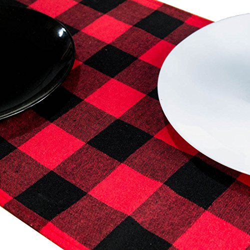 Red and Black Plaid Runner for Daily Use Red and Black Checked