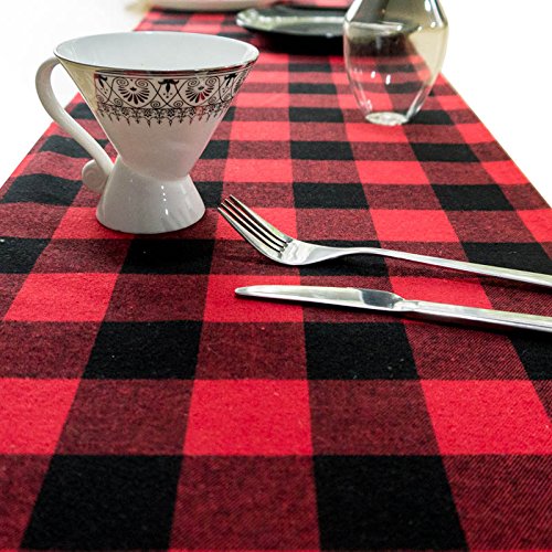 Red and Black Plaid Runner for Gatherings Red and Black Checked