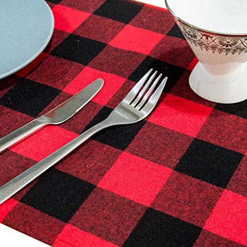 Red and Black Plaid Runner for Indoor/Outdoor Use Red and Black Checked