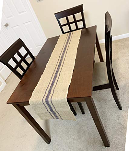 Burlap Table Runners | 3 Stripes in the Middle - Blue